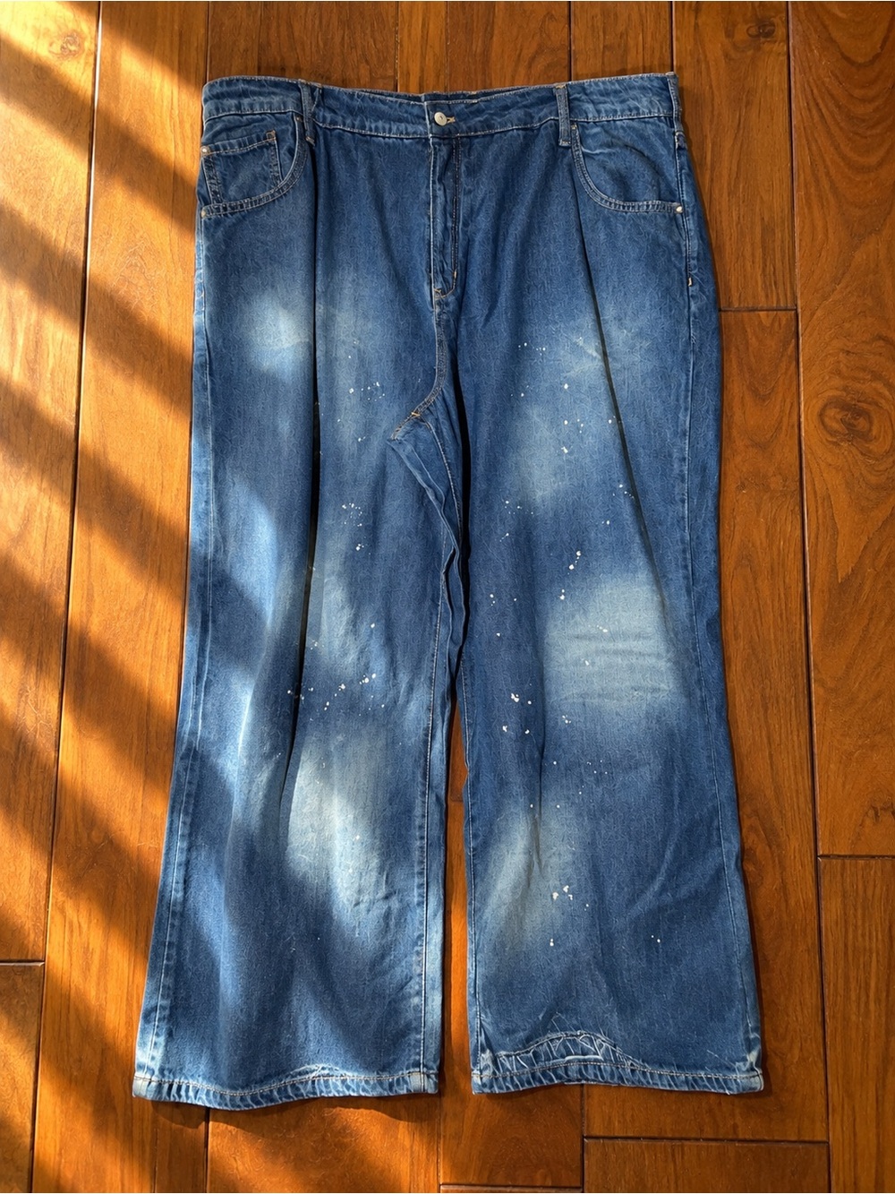 Anthropologie Annie High-Rise Straight-Leg Jeans by Pilcro Paint Spatter Sz 24W